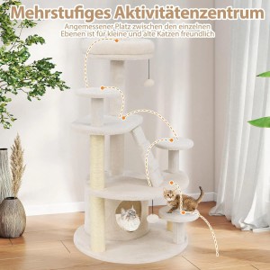 Costway Katzenmöbel Holz Katzenkratzbaum mit Katzenhöhle Weiß