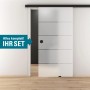 Novadoors Schiebetür-Set Ontario, 190 cm, Schwarz, mit Glas-Schiebetür und Schiebetürsystem.