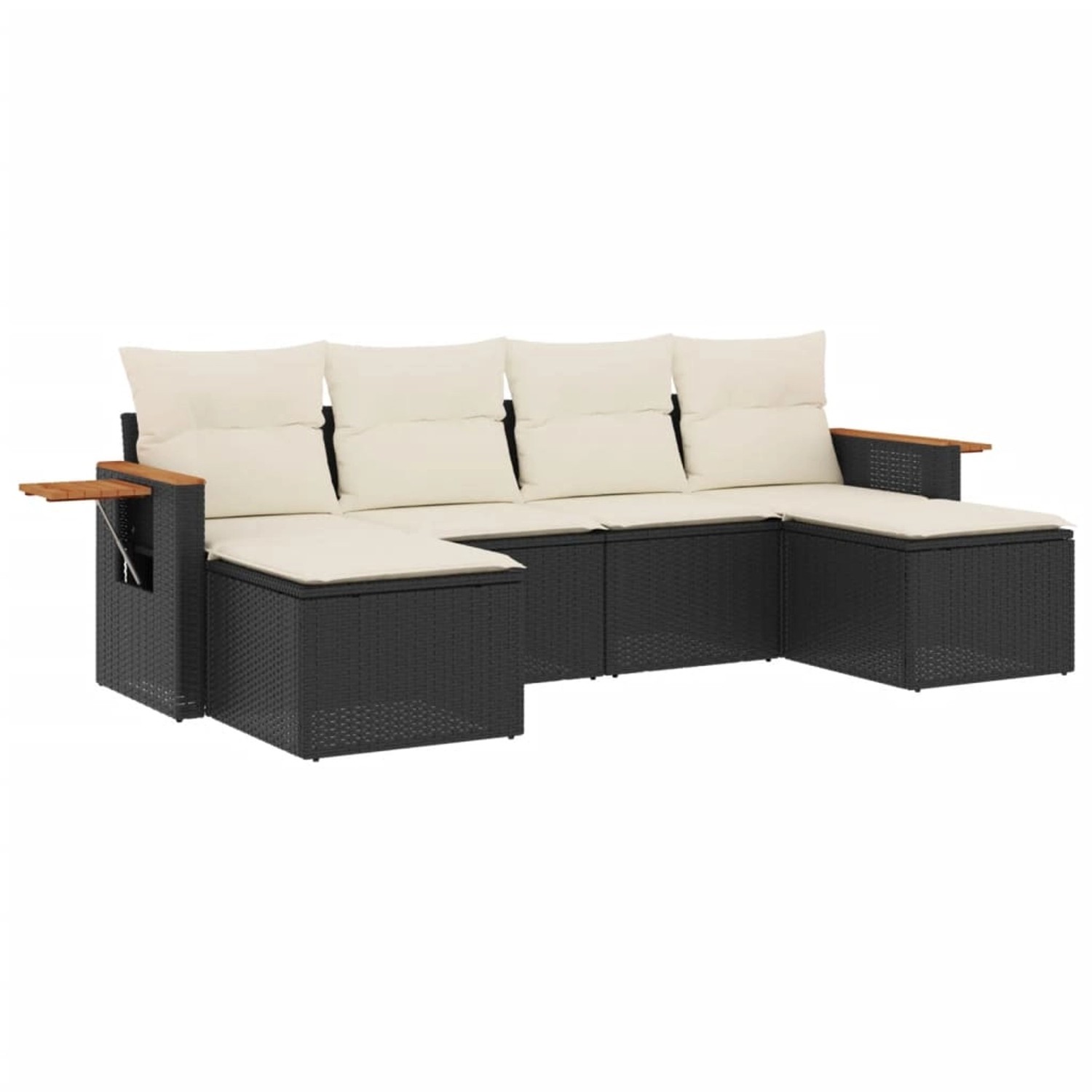 vidaXL 6-Tlg Garten-Sofagarnitur mit Kissen Schwarz Poly Rattan 3227057 günstig online kaufen