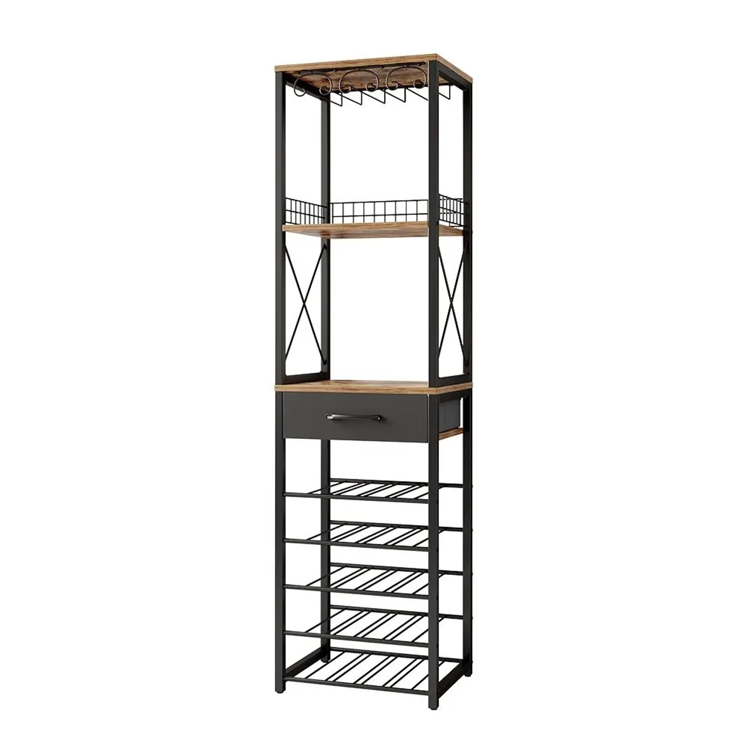 Vicco Weinregal Porto Eiche Rustikal 40 x 148 mit Schublade Art Nr 50044