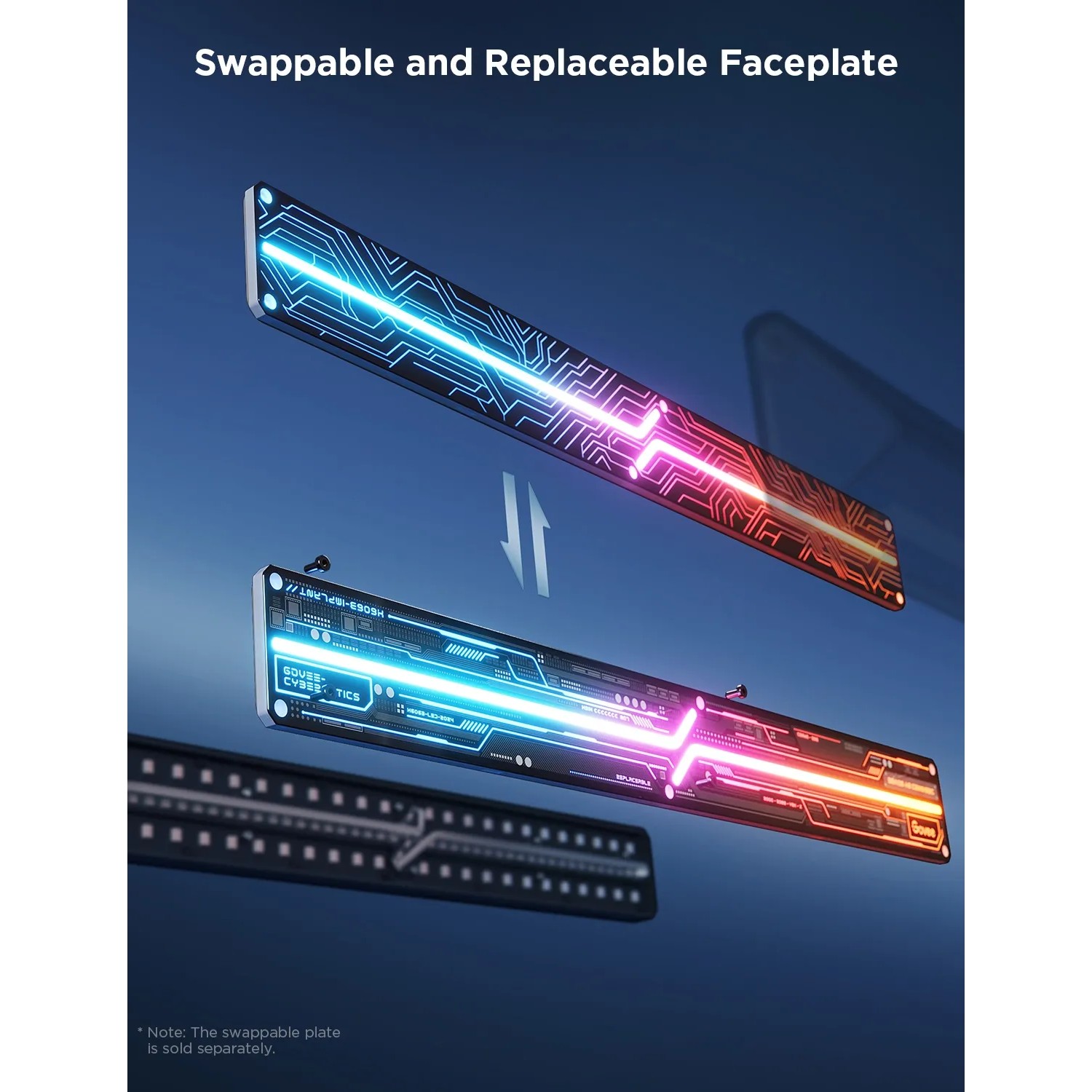 Govee Gaming-Wandleuchten H6063: RGBIC, austauschbare Faceplates, dimmbar.