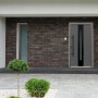 Moderne, anthrazitfarbene Splendoor Haustür ThermoSpace Prime Dublin mit Glaseinsatz und Edelstahlgriff.