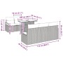 vidaXL Garten-Sofa-Set 7-tlg schwarz Poly Rattan, Maße und Details im Bild dargestellt.