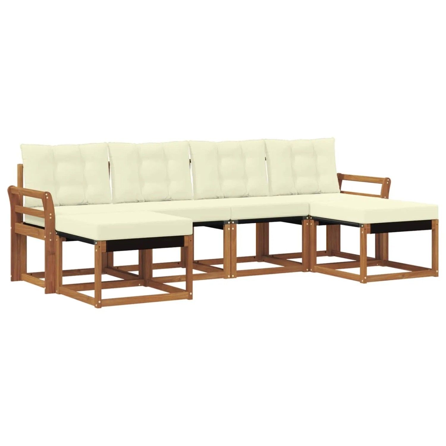 vidaXL Outdoor-Sofagarnitur mit Kissen 6-Tlg Natur und Creme 3368929