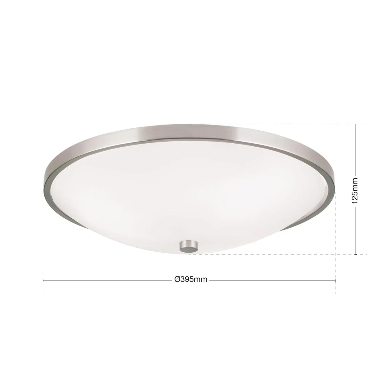 Orion Deckenleuchte Aida, Ø 40cm, mit satiniertem Glasschirm und silberfarbenem Rahmen.