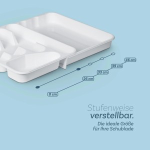 Weißer, ausziehbarer ProHome Besteckkasten (33,5x26x4,5 cm) für Schubladen.