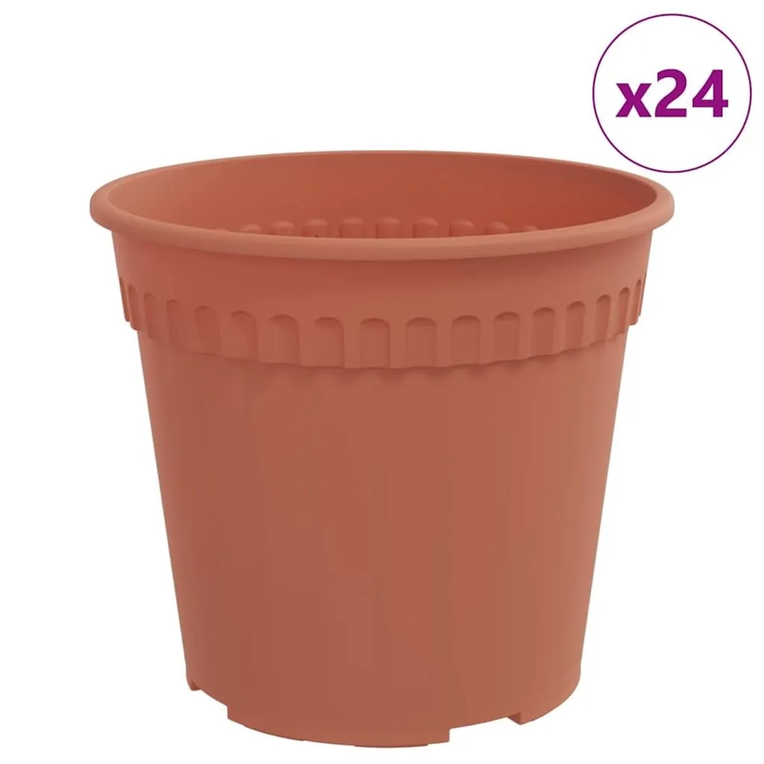 vidaXL Runder Blumentopf 24 Stk Ziegelrot Ø 19 x 16 cm Kunststoff 42020274