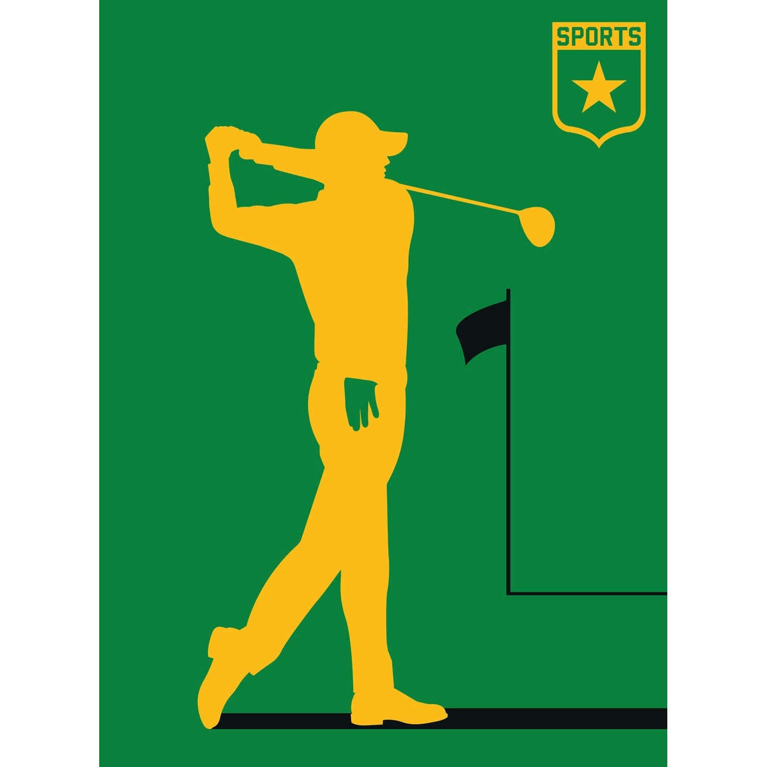 Fototapete Golfspieler Gelb Grün Schwarz 2,00 m x 2,70 m FSC®