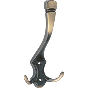 Wandhaken 547, Altmessing brüniert, aus Metall, mit zwei Haken.