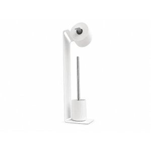 Radius Design WC-Garnitur Weiß: Freistehend mit Papierhalter und Bürste.