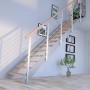 Moderne Treppe Kos mit 10 Buchenholzstufen und grauem Design-Geländer im Wohnraum.