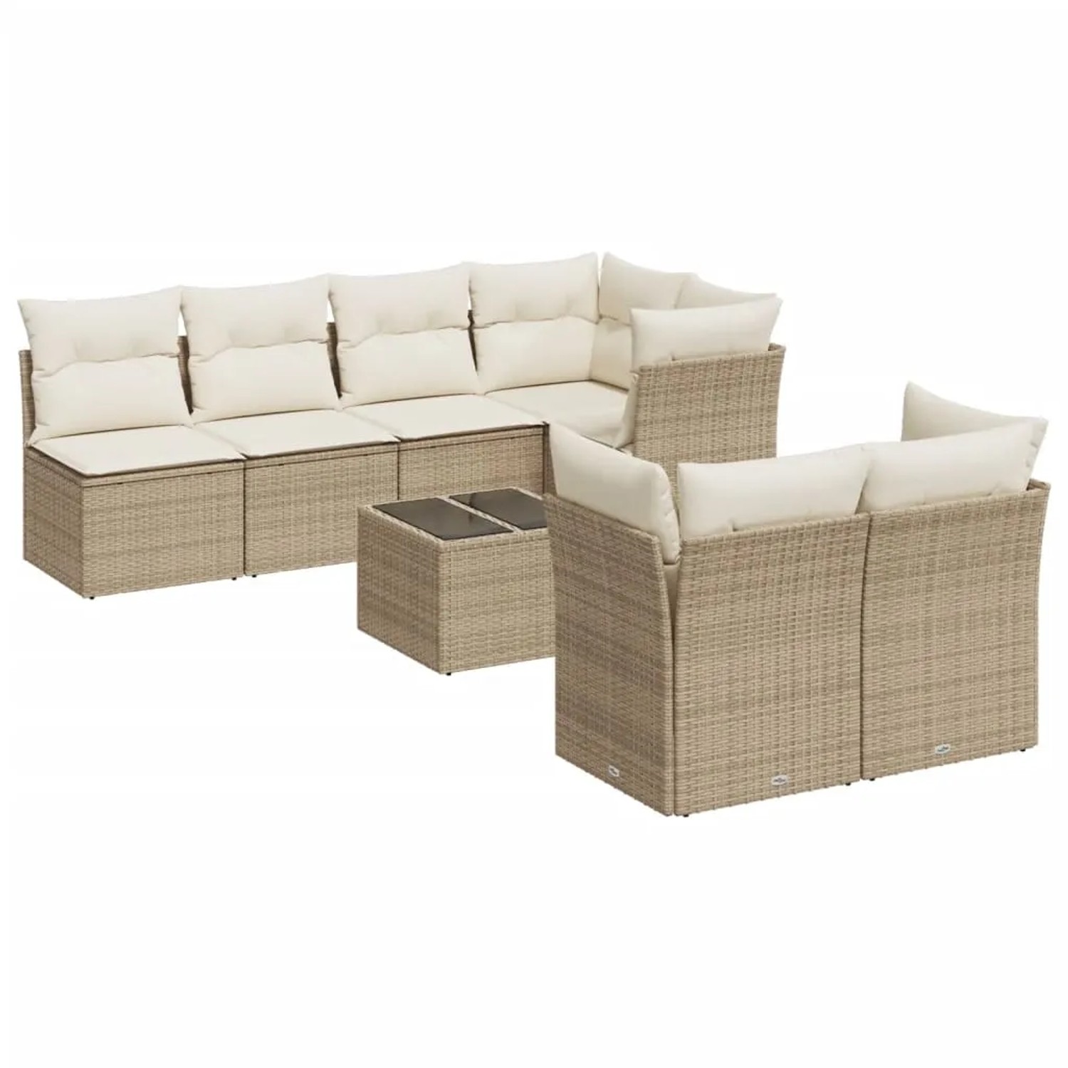 vidaXL 8-Tlg Garten-Sofagarnitur mit Kissen Beige Poly Rattan 3249137 günstig online kaufen