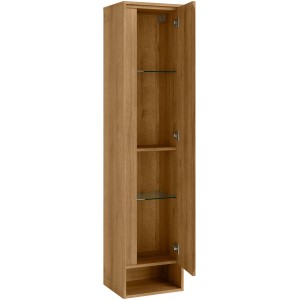 Fackelmann Bad-Hochschrank Natura Asteiche, 166,5x38x32cm, mit offenen Türen und Glasböden.