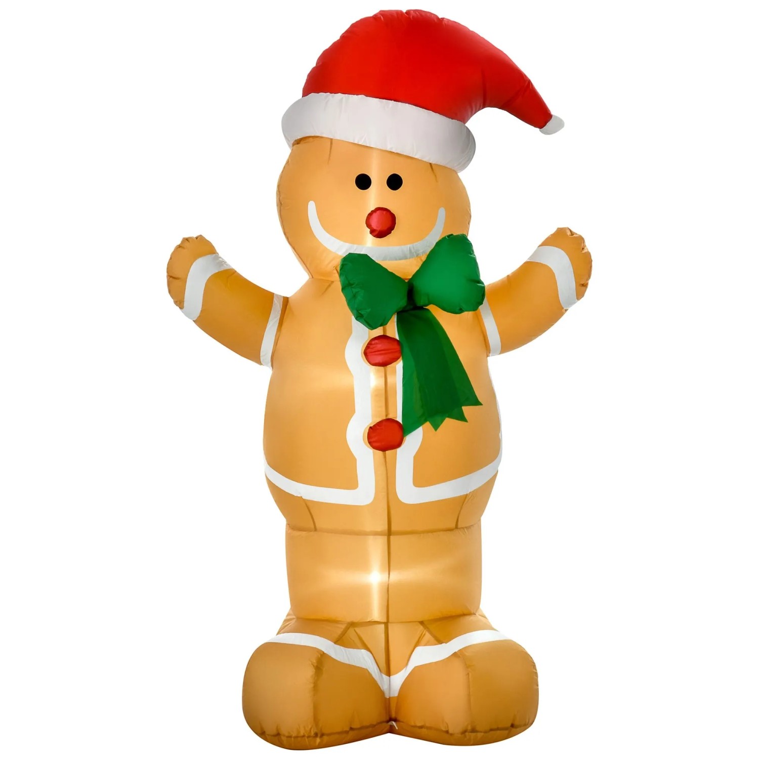 HOMCOM Aufblasbare Weihnachtsdeko Polyester 110L x 70B x 183H cm Gelb