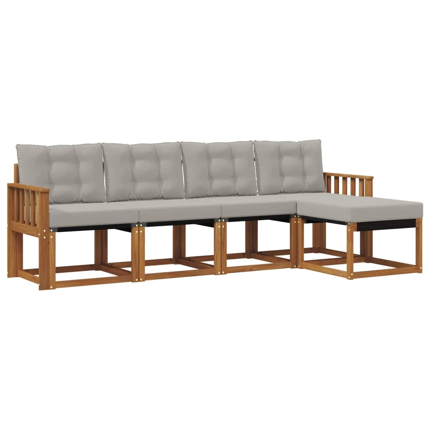 vidaXL Outdoor-Sofagarnitur mit Kissen 5-Tlg Natur und Hellgrau 3368566