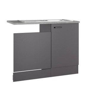 OPTIFIT Spülenunterschrank Kiel420, 110cm, anthrazit matt, mit Spüle und Geschirrspülerblende.