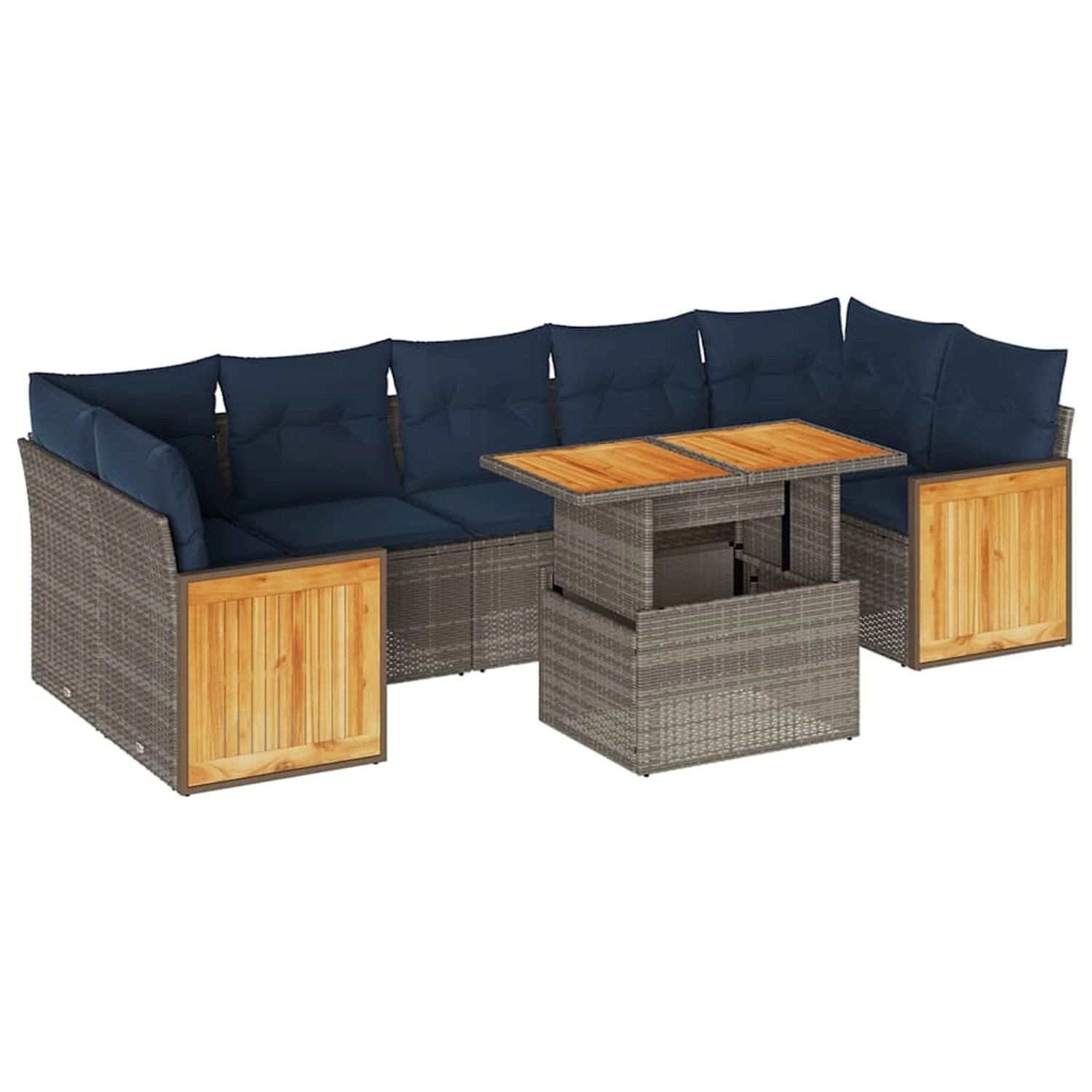 vidaXL 8-Tlg Garten-Sofagarnitur mit Kissen Grau Poly Rattan Akazie 3327687 günstig online kaufen