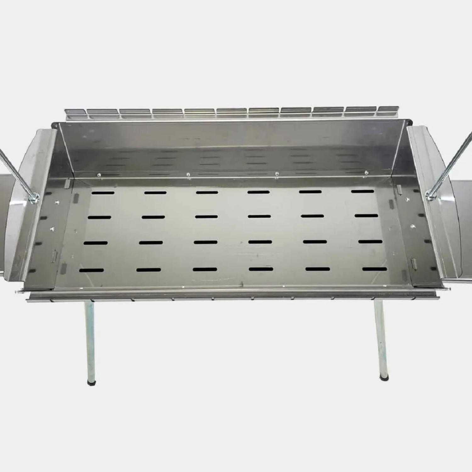 Edelstahl Grillpeter Mangal Astana mit verstellbarem Rost und Seitenablagen.