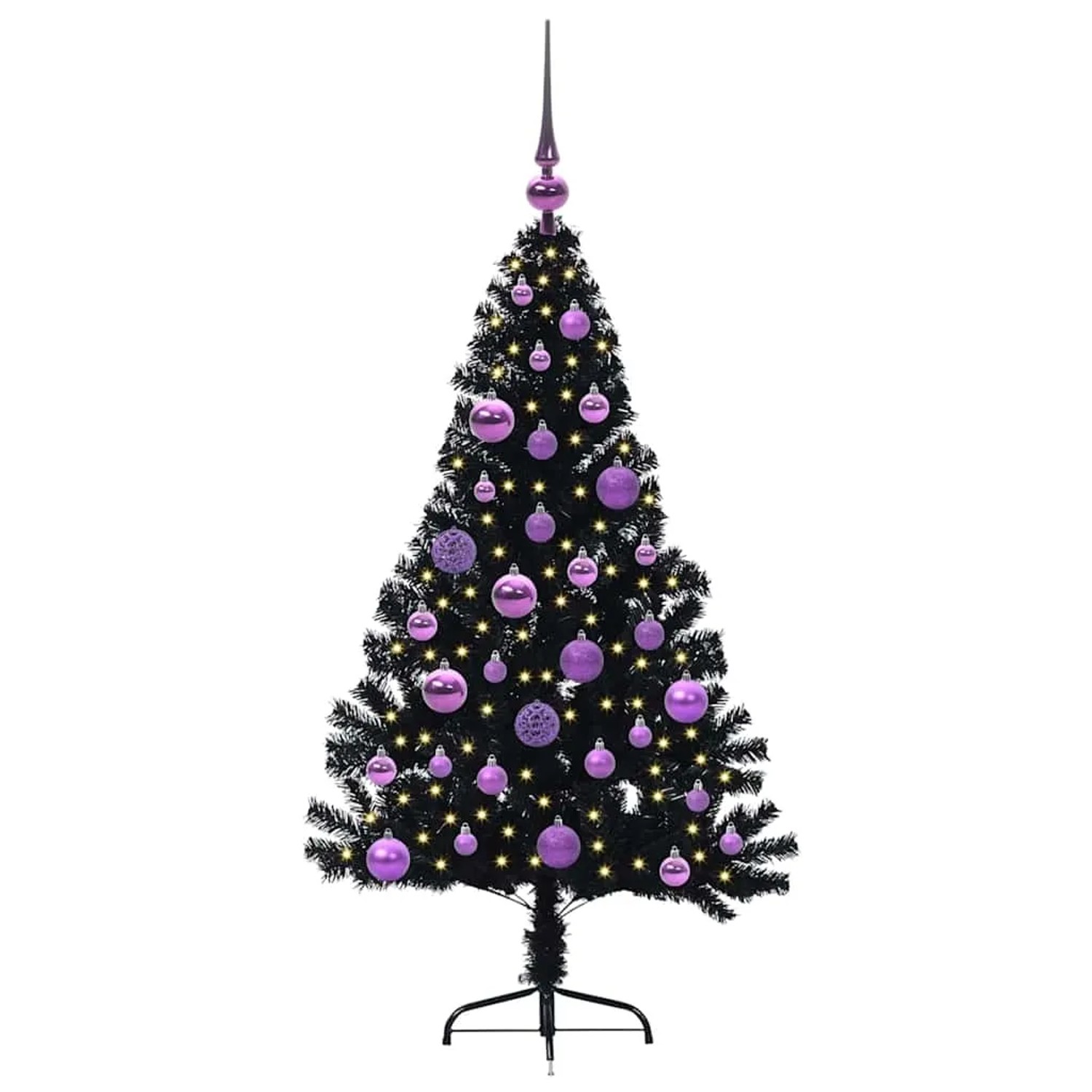 vidaXL Künstlicher Vorbeleuchteter Weihnachtsbaum Schwarz 120 cm PVC 3397121