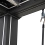Detailansicht der anthrazitfarbenen Sunjoy Multi-Pergola Matterhorn (306x406 cm) mit LED-Beleuchtung.