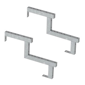 2er Set Vinuovo Stahl Treppenwange für Außentreppe mit 2 Stufen, feuerverzinkt.