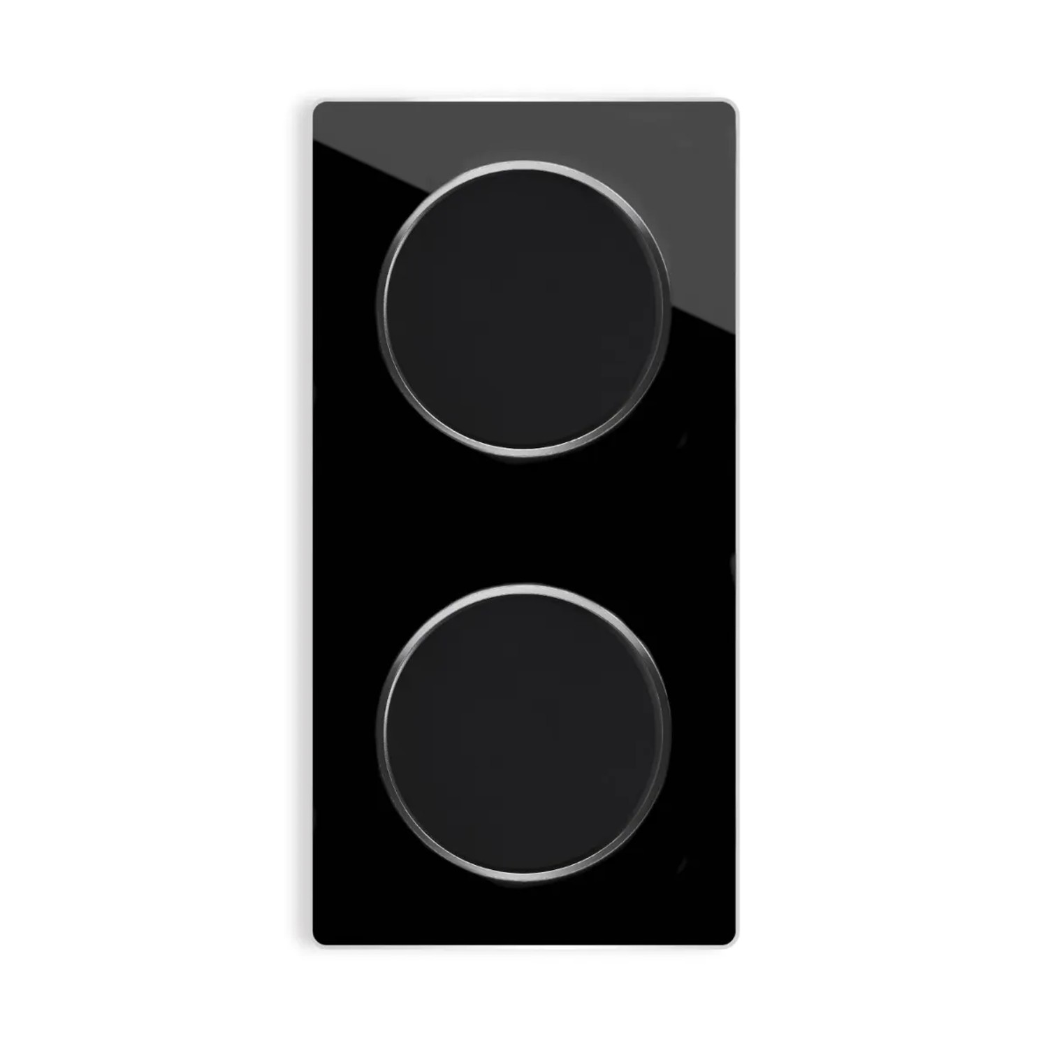 OneKeyElectro 2x Lichtschalter mit Glas Abdeckrahmen 2fach Senkrecht Schwarz