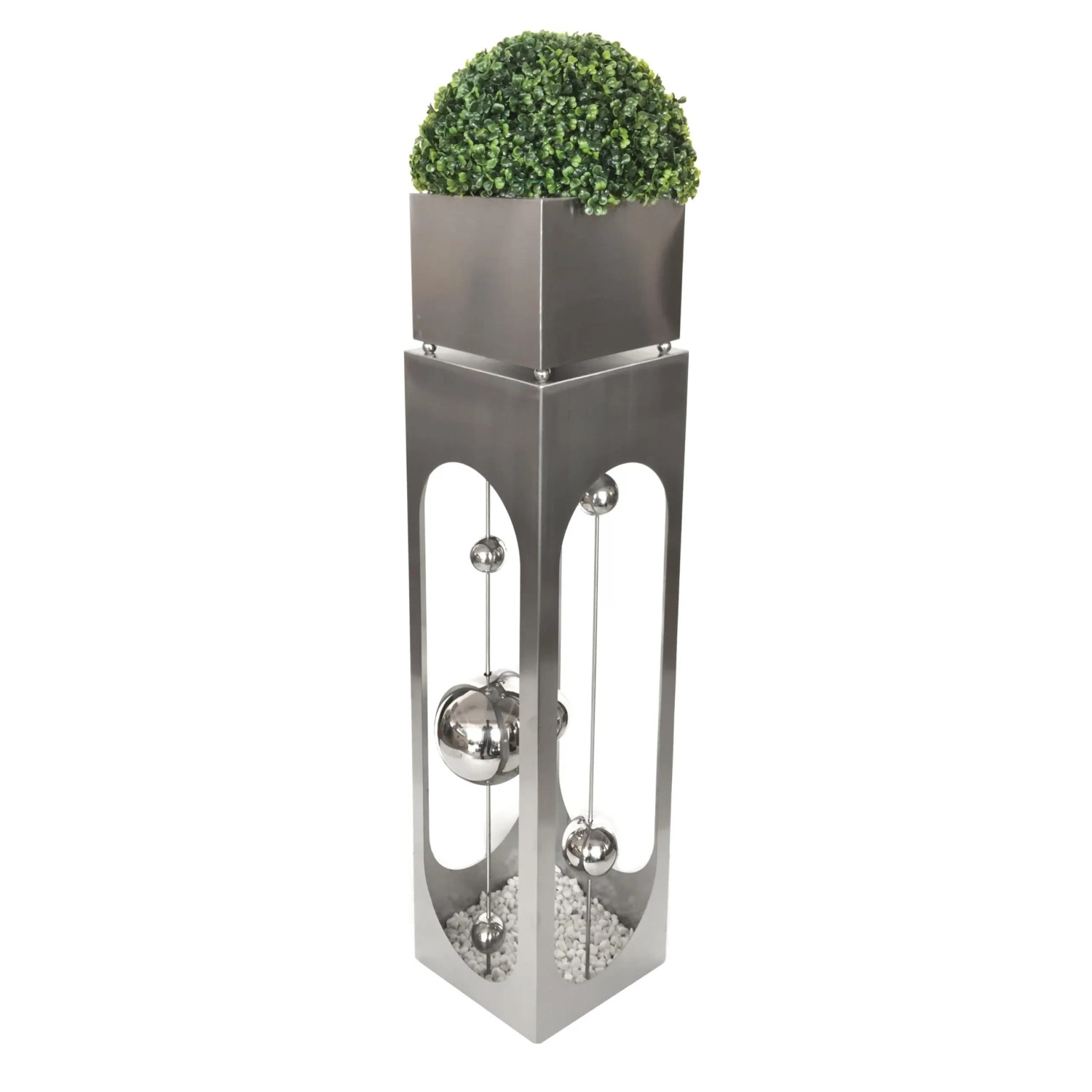 DELUKE Pflanzsäule OSCAR Silber Edelstahl Pflanzkübel Hoch Blumenkübel Pflanzkasten