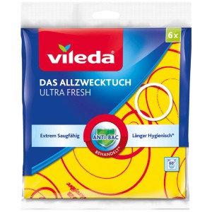 Vileda Allzwecktücher Geruchsstopp, 6er-Pack, gelb. Reinigungstücher für Küche und Haushalt.