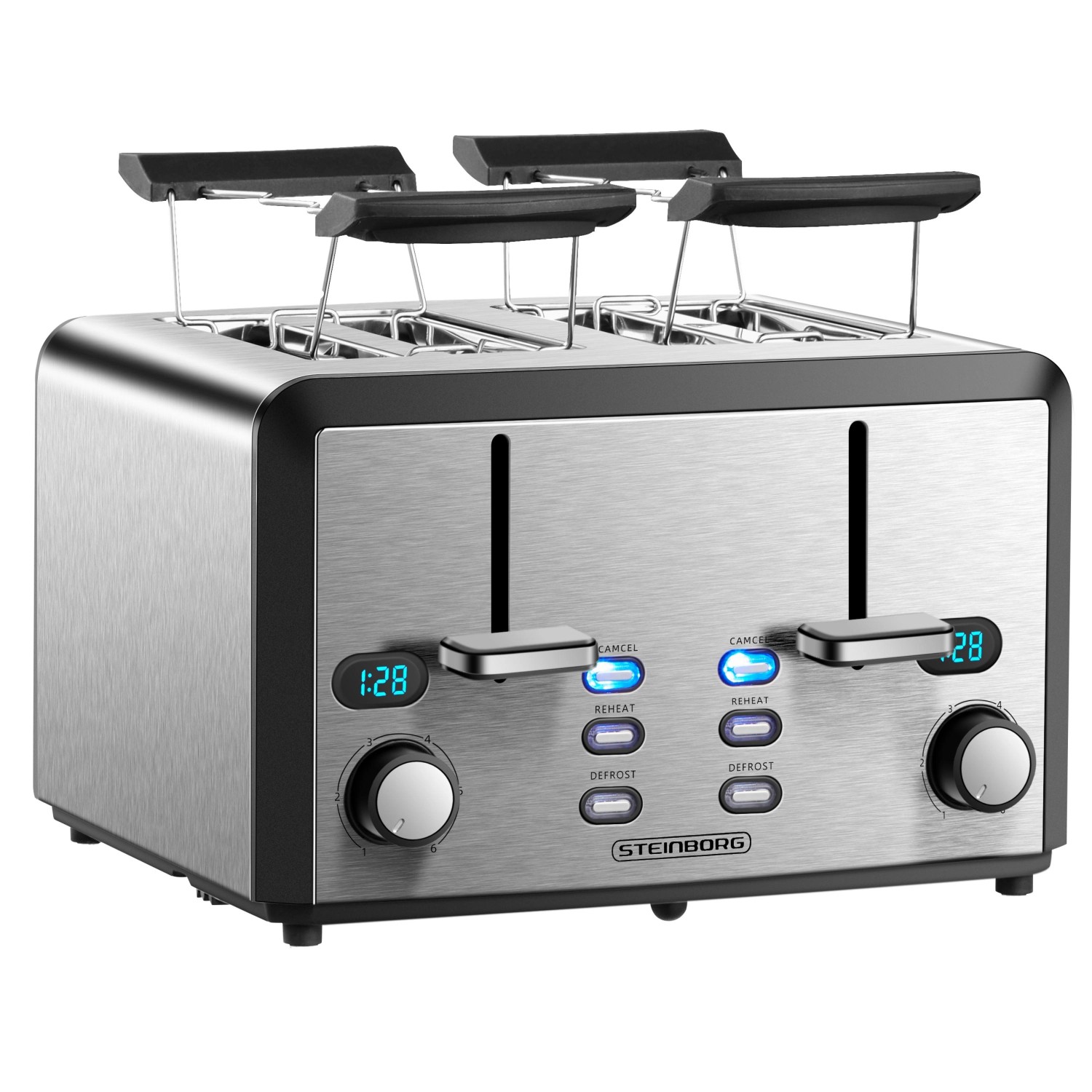 Steinborg SB-2210 XXL 4-fach Toaster 1600 Watt 2x Brötchenaufsatz