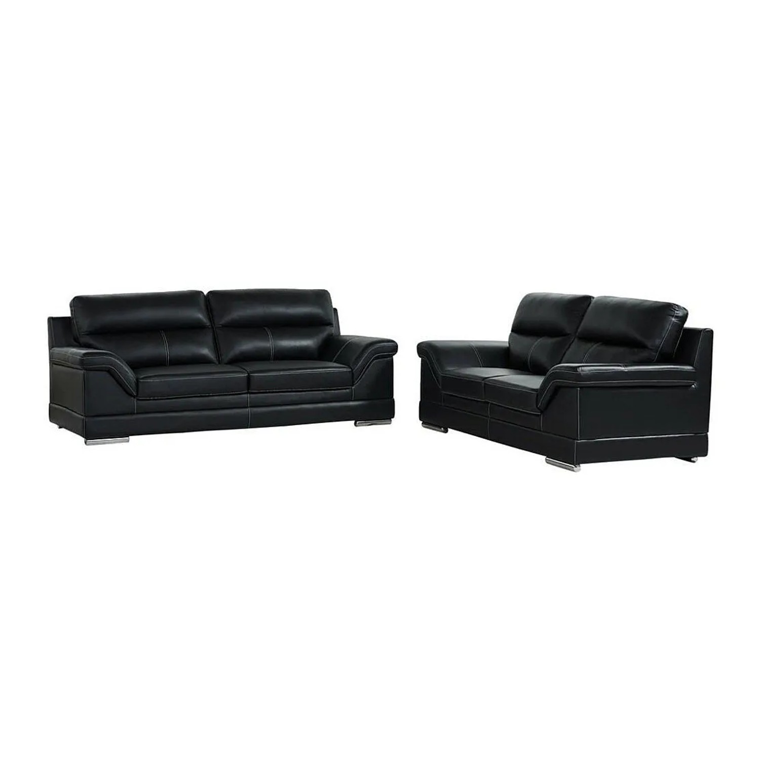 Vente-unique Couchgarnitur Monika Schwarz 190 cm  235 cm
