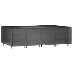 Schwarze rechteckige Gartenmöbel-Abdeckung aus PE, 325x205x90 cm, mit Ösen. Schützt Möbel vor Witterung.