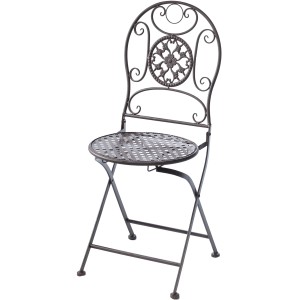 Kobolo Metallstuhl Gartenstuhl Vintage Stuhl aus Metall Braun H91cm