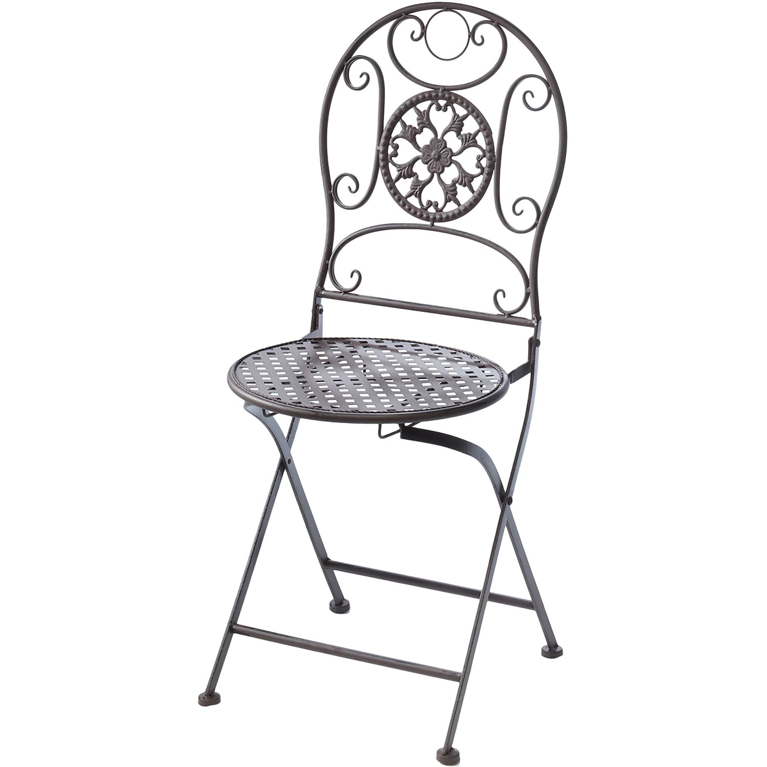 Kobolo Metallstuhl Gartenstuhl Vintage Stuhl aus Metall Braun H91cm günstig online kaufen