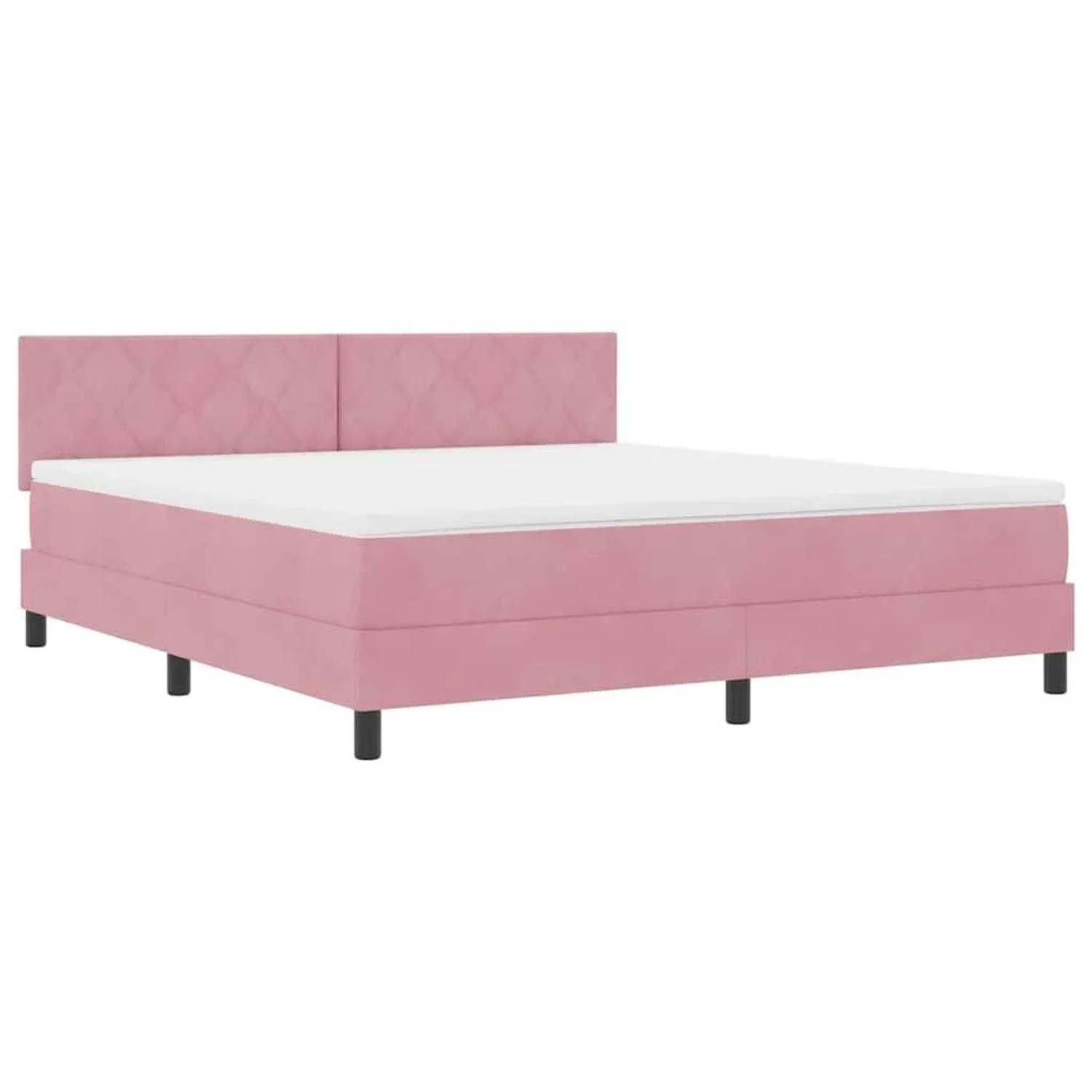 vidaXL LED Boxspringbett mit Matratze mit LED Rosa 180 x 200 cm Samt 3342739