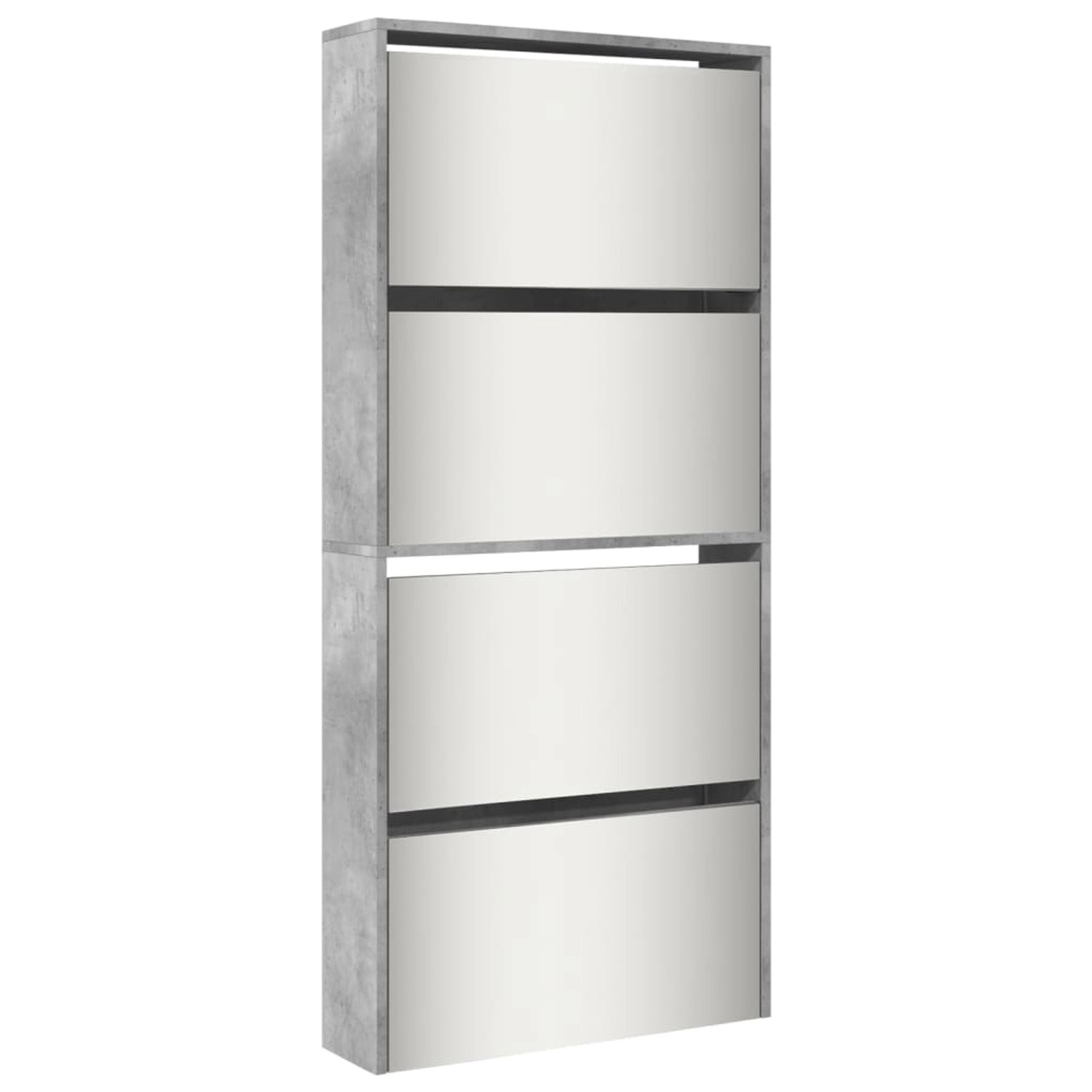 vidaXL Schuhschrank mit Spiegel 4 Fächer Betongrau 63x17x134 cm 3228275 günstig online kaufen