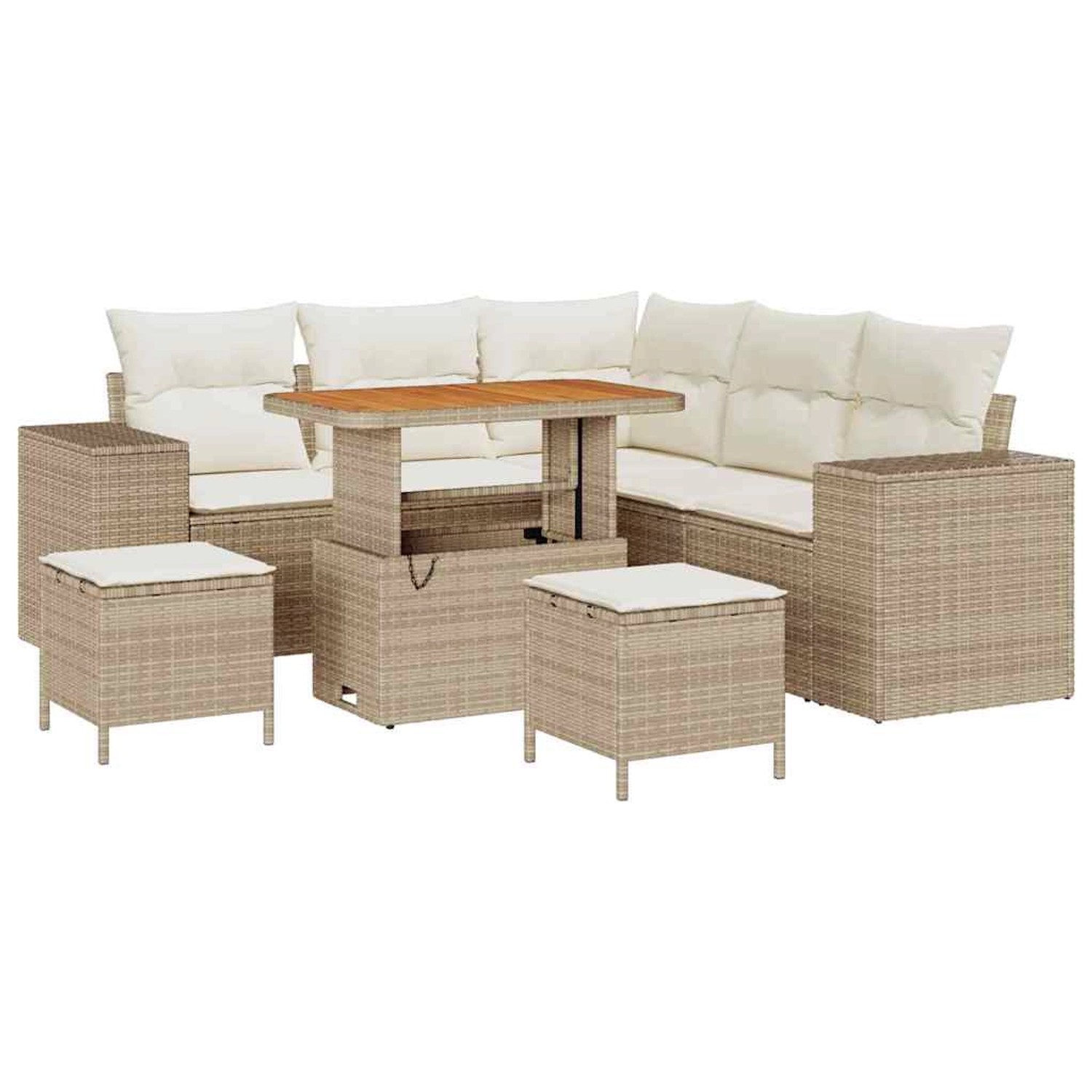 vidaXL Garten-Sofa-Set 8-Tlg Beige Poly Rattan 3362006 günstig online kaufen