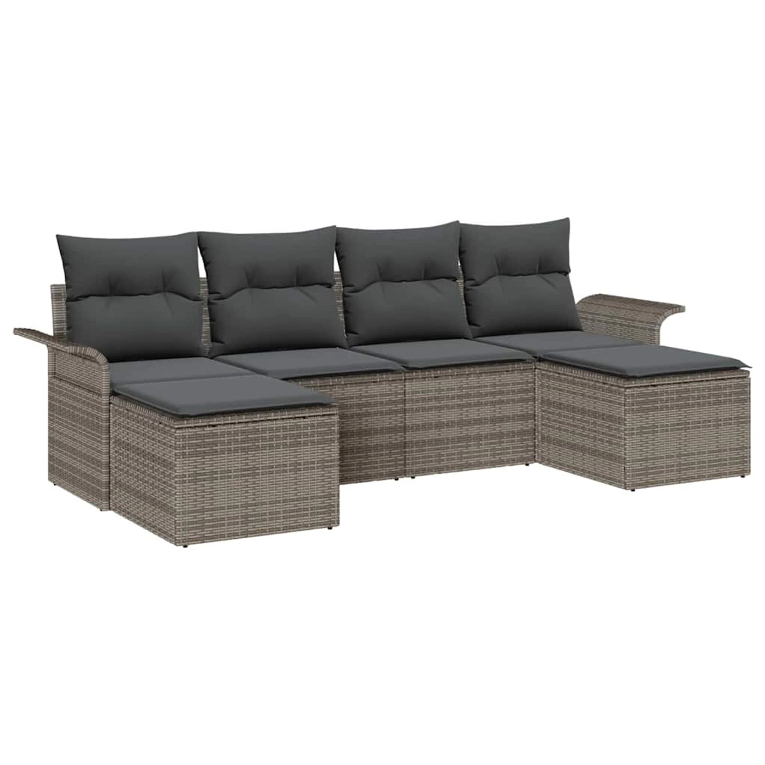 vidaXL Garten-Sofa-Set mit Kissen 6-Tlg Grau Poly Rattan 3345469 günstig online kaufen