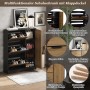Merax Schuhschrank 100x130 cm in Natur Schwarz mit 3 Klappen und Seitenfach. Modernes MDF-Design für Flur & Eingang.