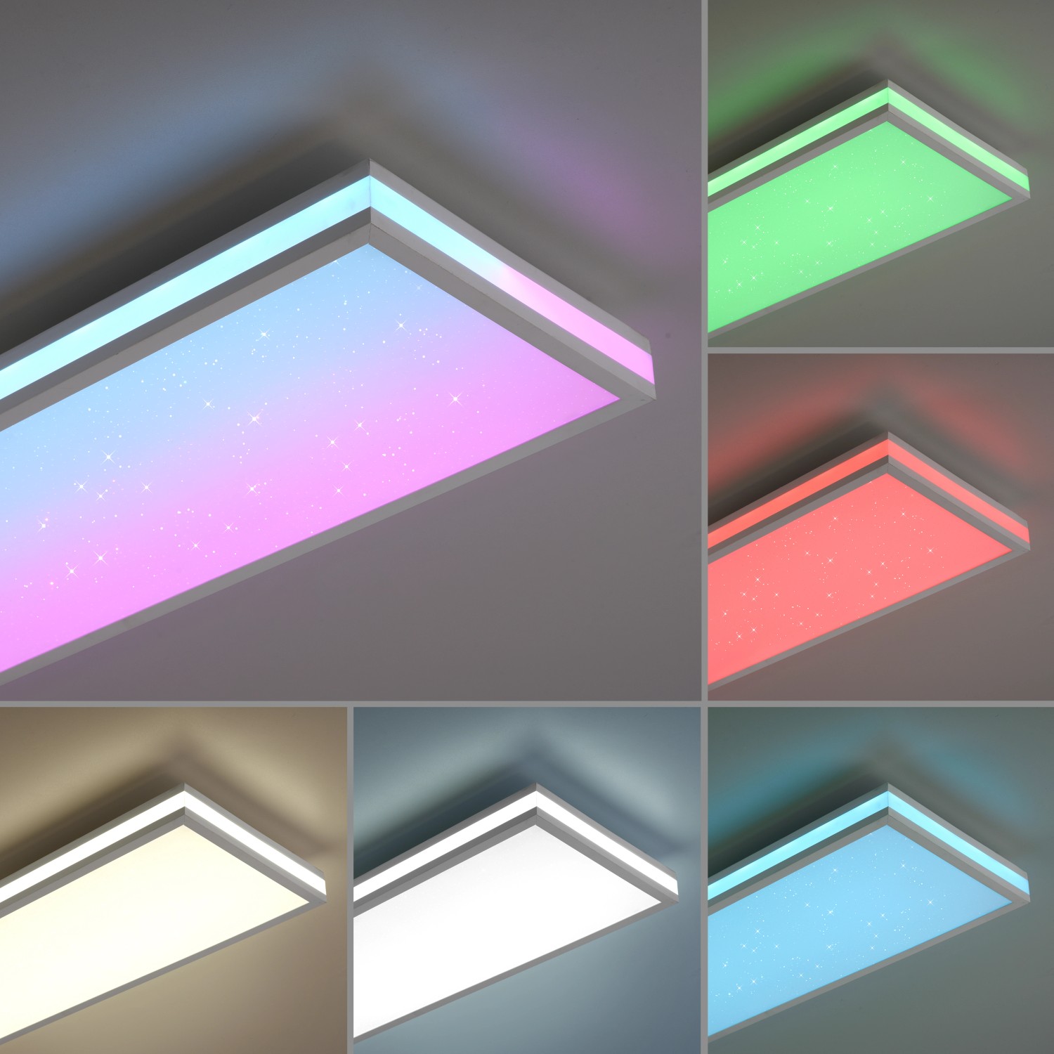 Digitales LED-Panel Mario, weiß, 100x25cm mit Farbwechsel und Sternenhimmel-Effekt.