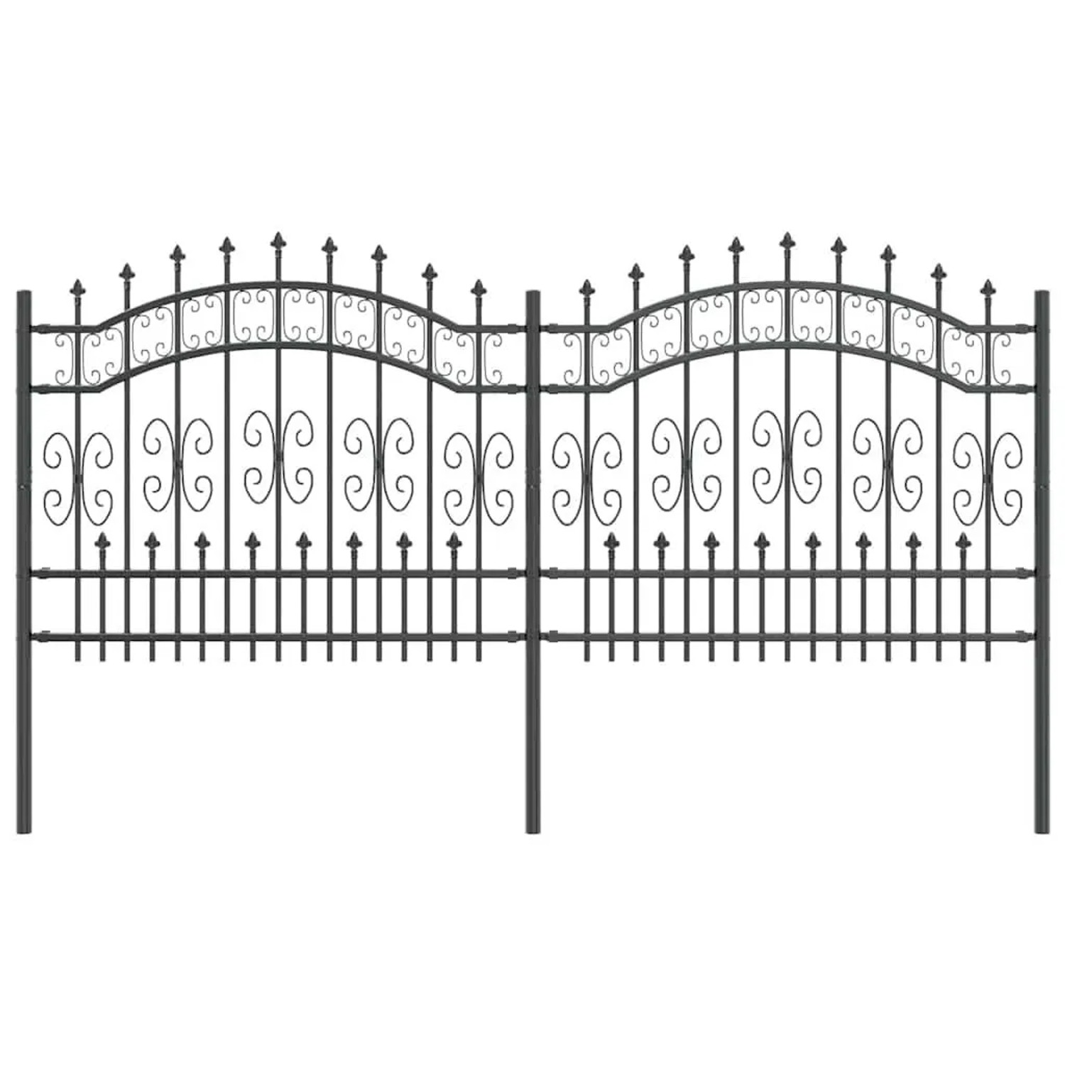 vidaXL Gartenzaun Grau 140 cm Pulverbeschichteter Stahl 42003964 günstig online kaufen