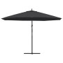 Schwarzer vidaXL Ampelschirm mit Aluminium-Mast, 350 cm Durchmesser. Sonnenschutz für Garten und Terrasse.
