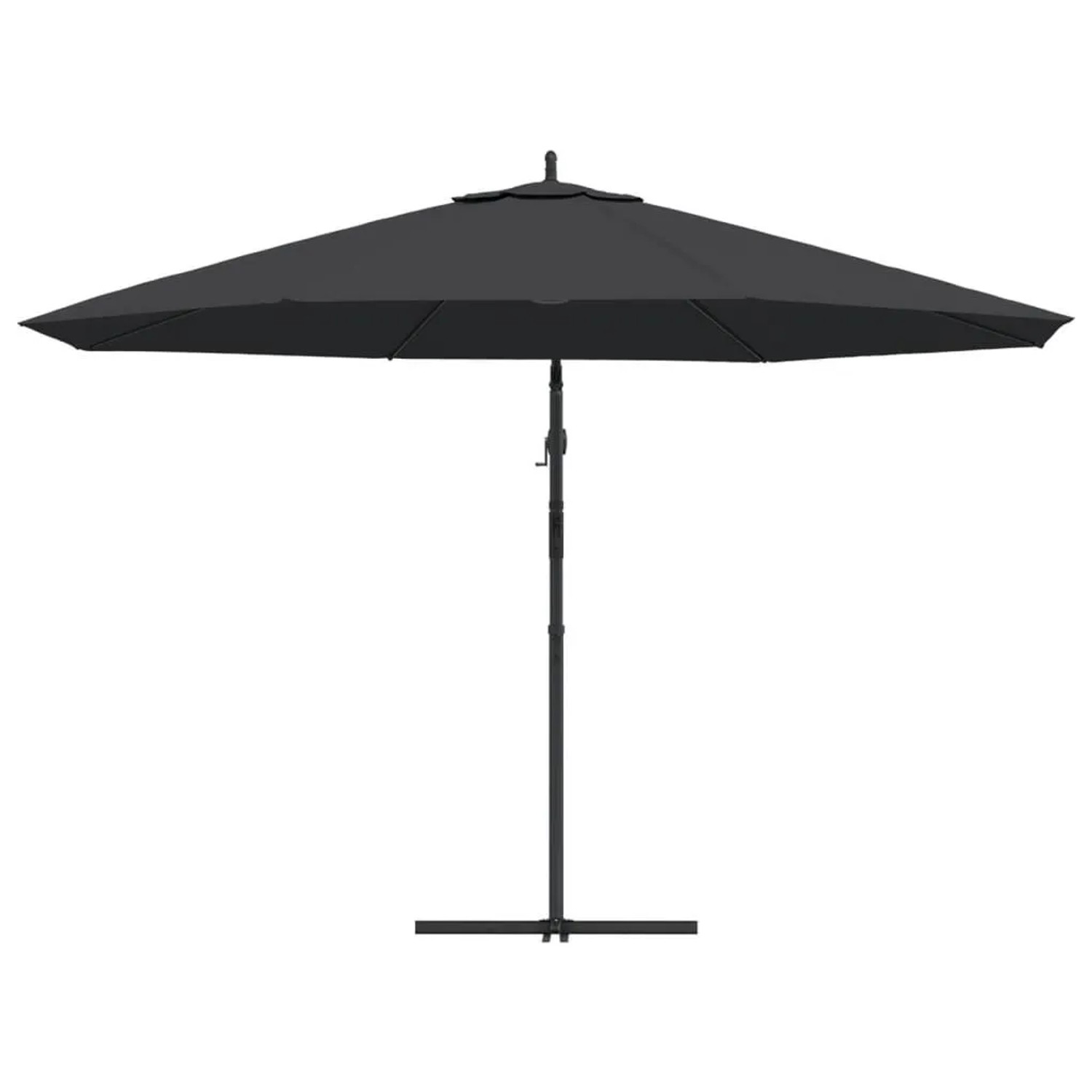 Schwarzer vidaXL Ampelschirm mit Aluminium-Mast, 350 cm Durchmesser. Sonnenschutz für Garten und Terrasse.