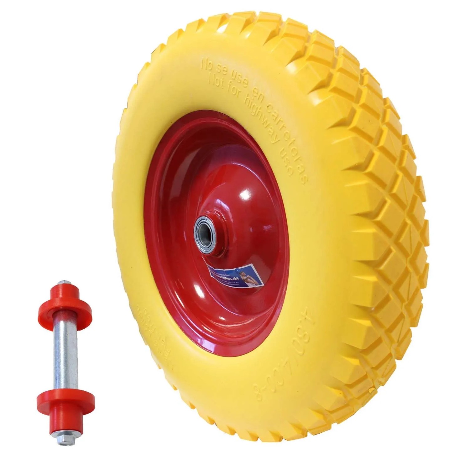 TRUTZHOLM Schubkarrenrad Pannensicher 4.00-8  4.80 mit Achse Vollgummi