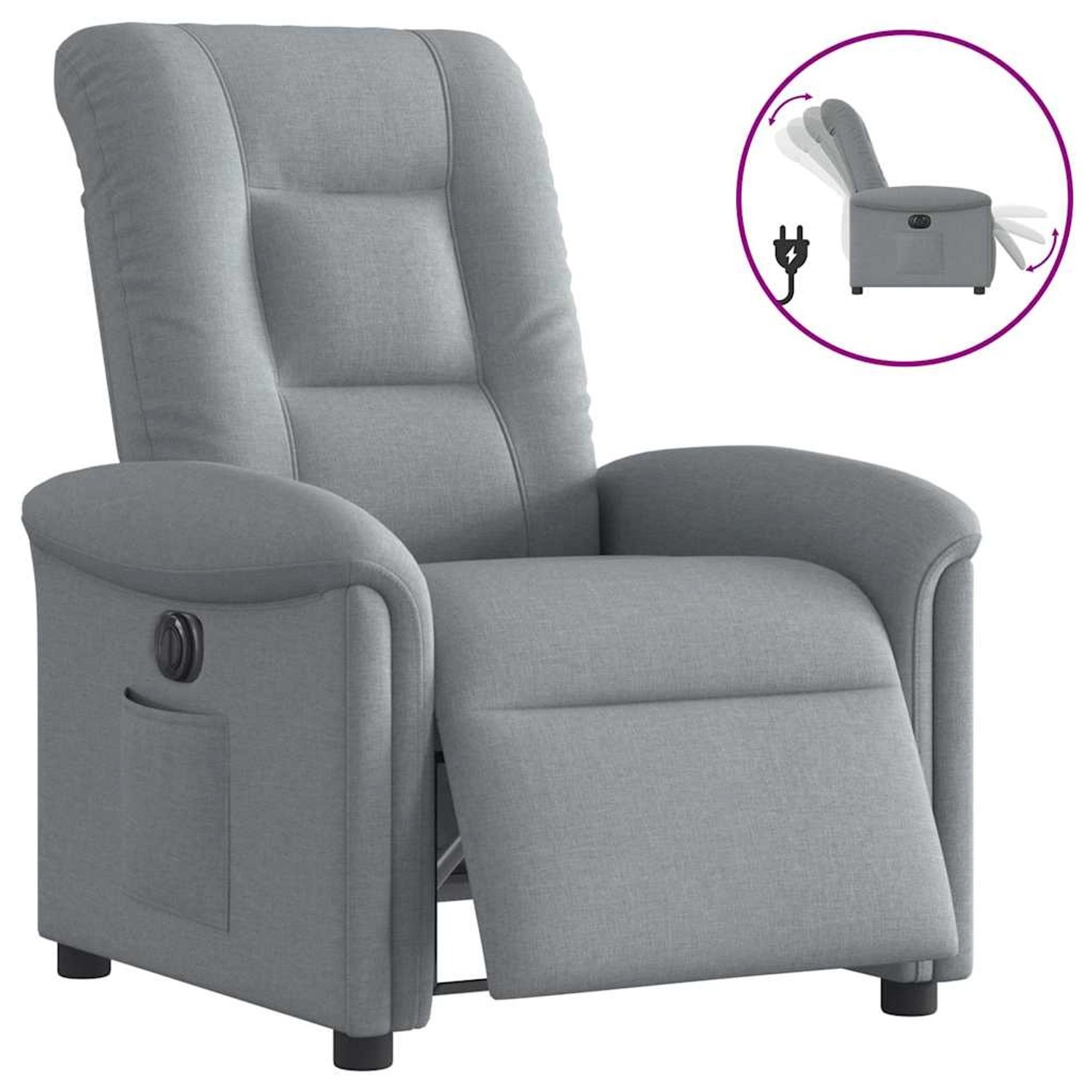 vidaXL Relaxsessel Elektrisch Hellgrau Stoff 3303234 günstig online kaufen