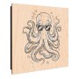 Banjado Schlüsselkasten aus Holz, 30x30cm, mit Oktopus-Motiv und 50 Haken zur Schlüsselaufbewahrung.