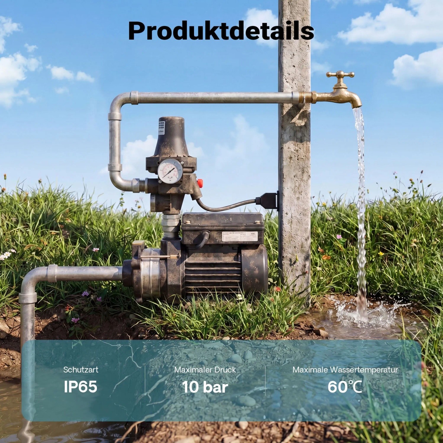 Wiltec Druckschalter Kabel Skd-3 230V 1-Phasig Pumpensteuerung Hauswasserwerk_7
