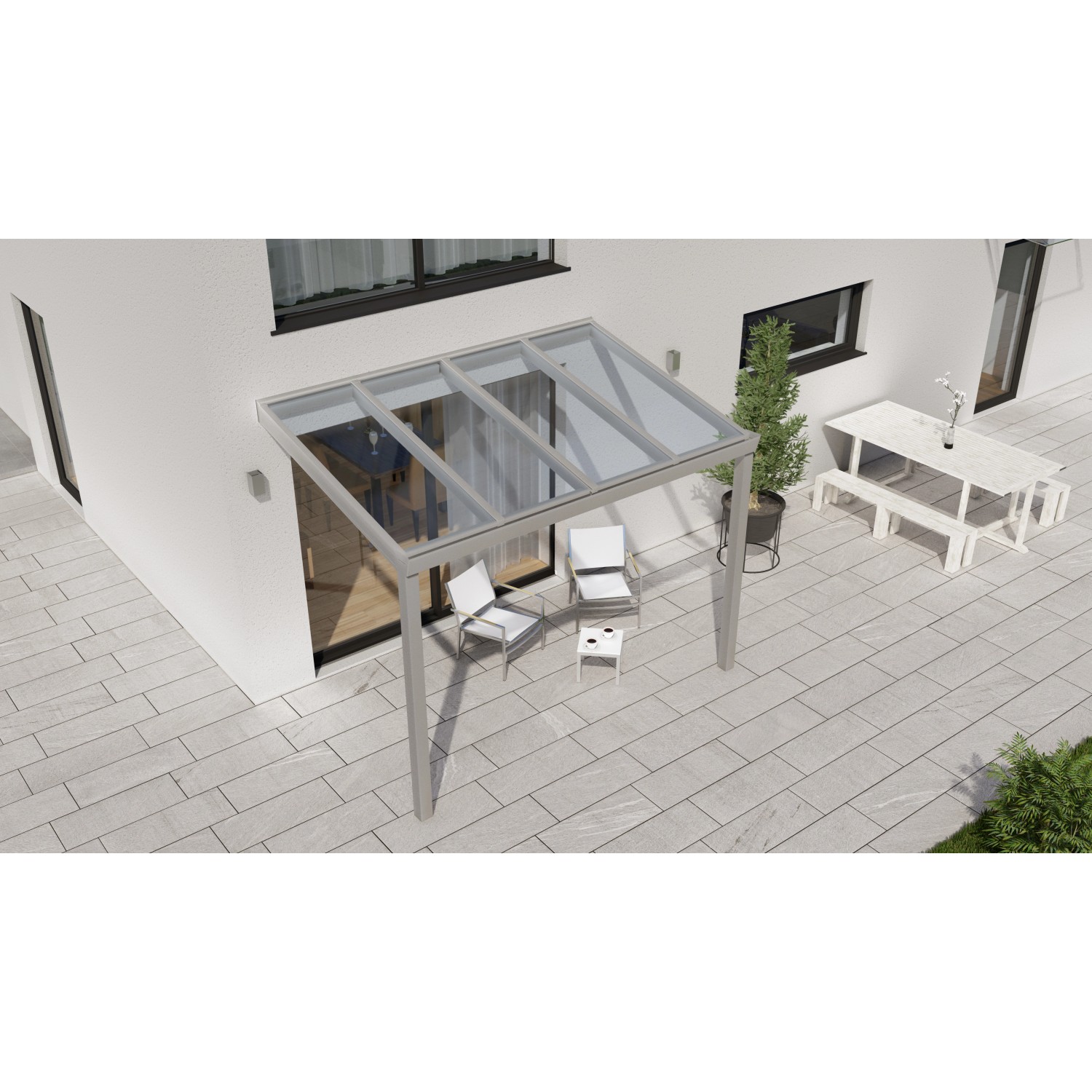 Terrassenüberdachung Professional 300 cm x 200 cm Grau Struktur Glas