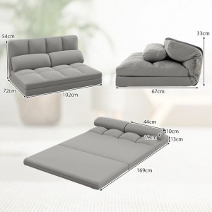 Costway Klappbares Bodensofa 3-in-1 in Hellgrau, als Sofa, Liege und Bett nutzbar.