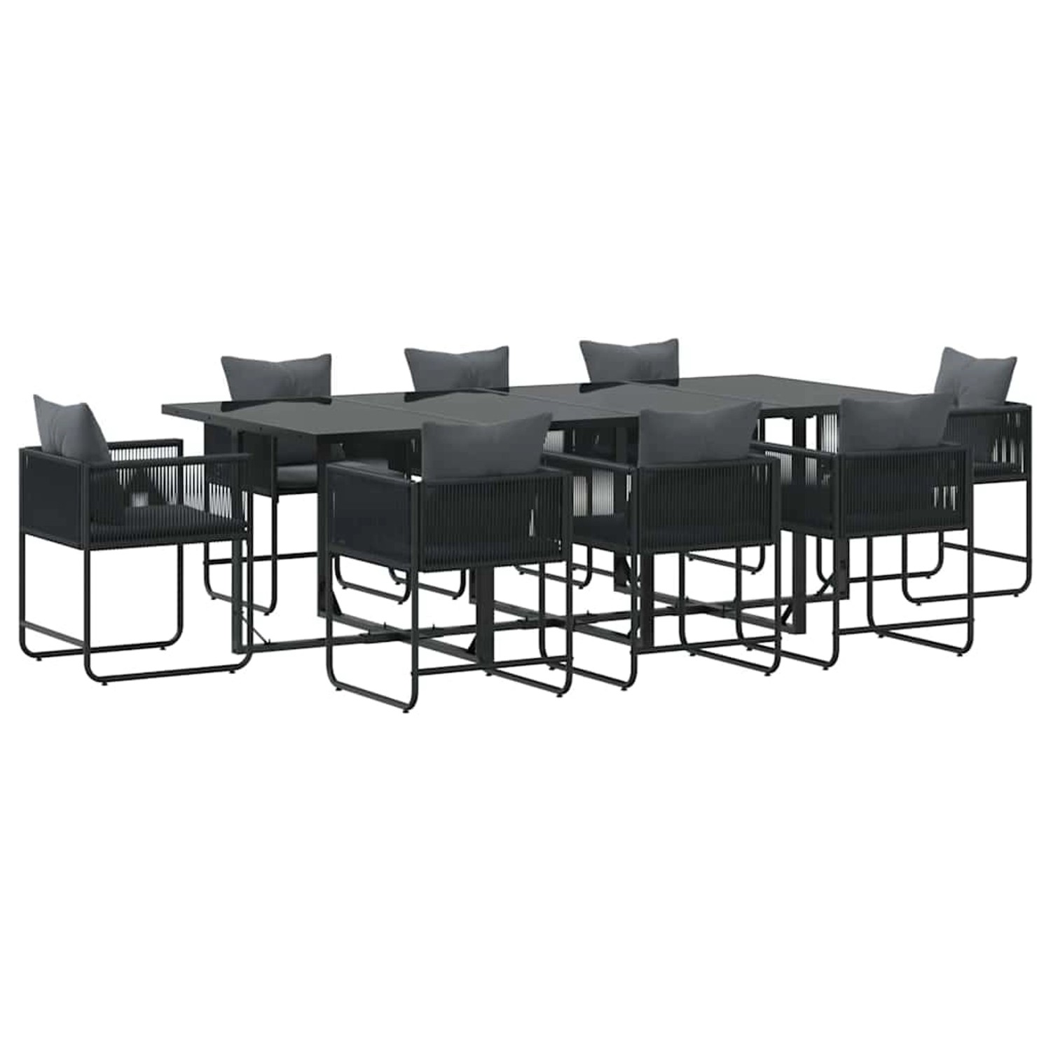 vidaXL Garten Essgruppe 9-Tlg Schwarz Stahl 3335875 günstig online kaufen