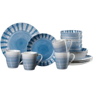 Ritzenhoff & Breker Sole Mio Kombiservice, 16-teilig, blaues Geschirr mit Tellern, Tassen und Schalen.